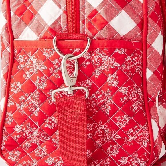 🌹Pioneer Woman Charming Check Weekender Travel Bag Red Floral And Check New 🌹 - Picture 3 of 5